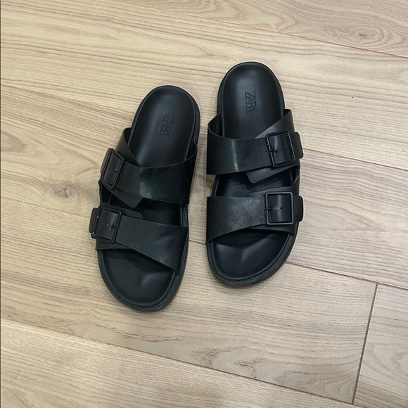 ZARA DOUBLE STRAP SANDALS - Black - Picture 6 of 9
